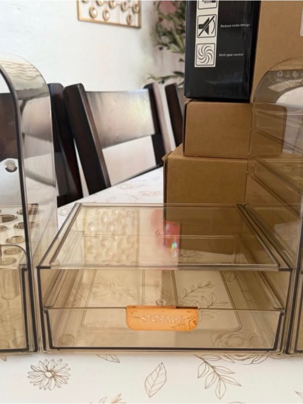 Amber Dome 3-Piece Makeup Organizer Set - Smoke/Gold - Picture 2 of 4